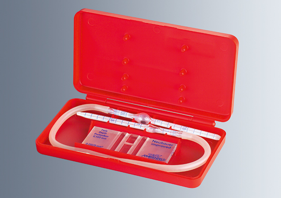 Haemacytometers with red and white pipettes